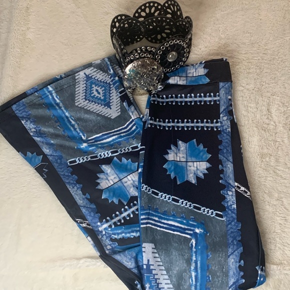 Western blue and black bell bottom pants NEW in bag - Picture 2 of 8